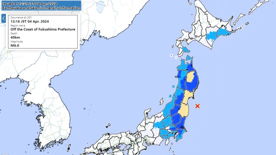 Japonsko otřáslo zemětřesení o síle 6,0 stupně